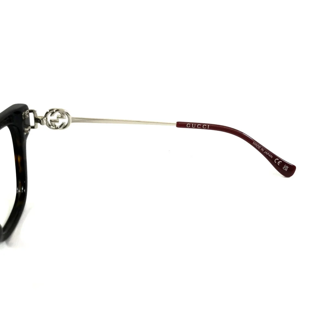 Gucci Eyeglasses Frames GG1205O 002 Tortoise Silver Cat Eye Full Rim 52-16-135